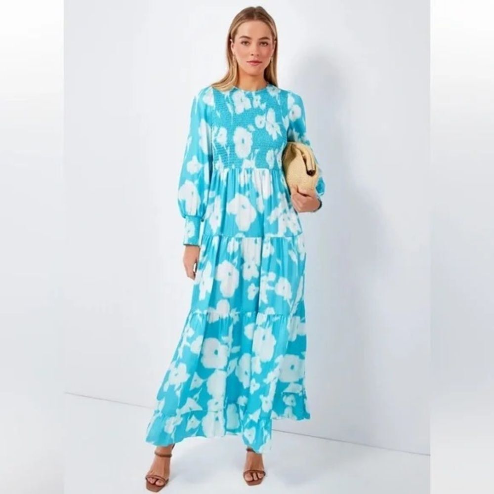 Tuckernuck Watercolor Floral Libby Tiered Maxi Dress | Small